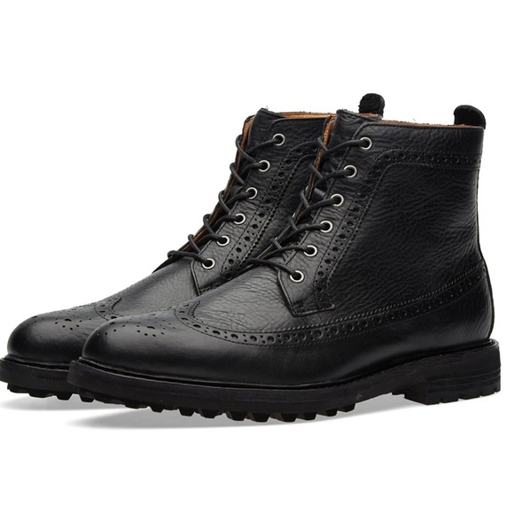 Polo Ralph Lauren Black Men's Nickson Wingtip Boots Size 11